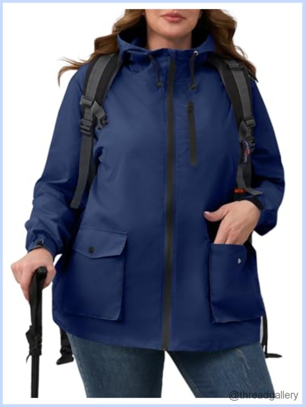 Womens Plus Size Rain Jacket Hood Packable Lightweight Windbreaker Waterproof